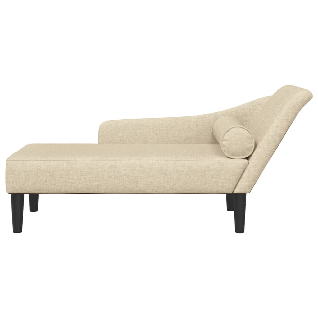 vidaXL Șezlong cu perne, crem, material textil vidaXL Șezlong cu perne, crem, material textil