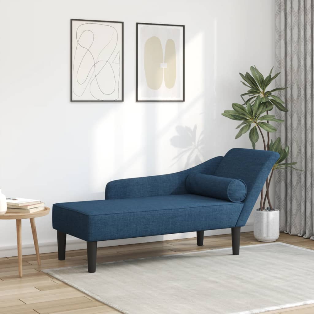 vidaXL Șezlong cu perne, albastru, material textil vidaXL Șezlong cu perne, albastru, material textil