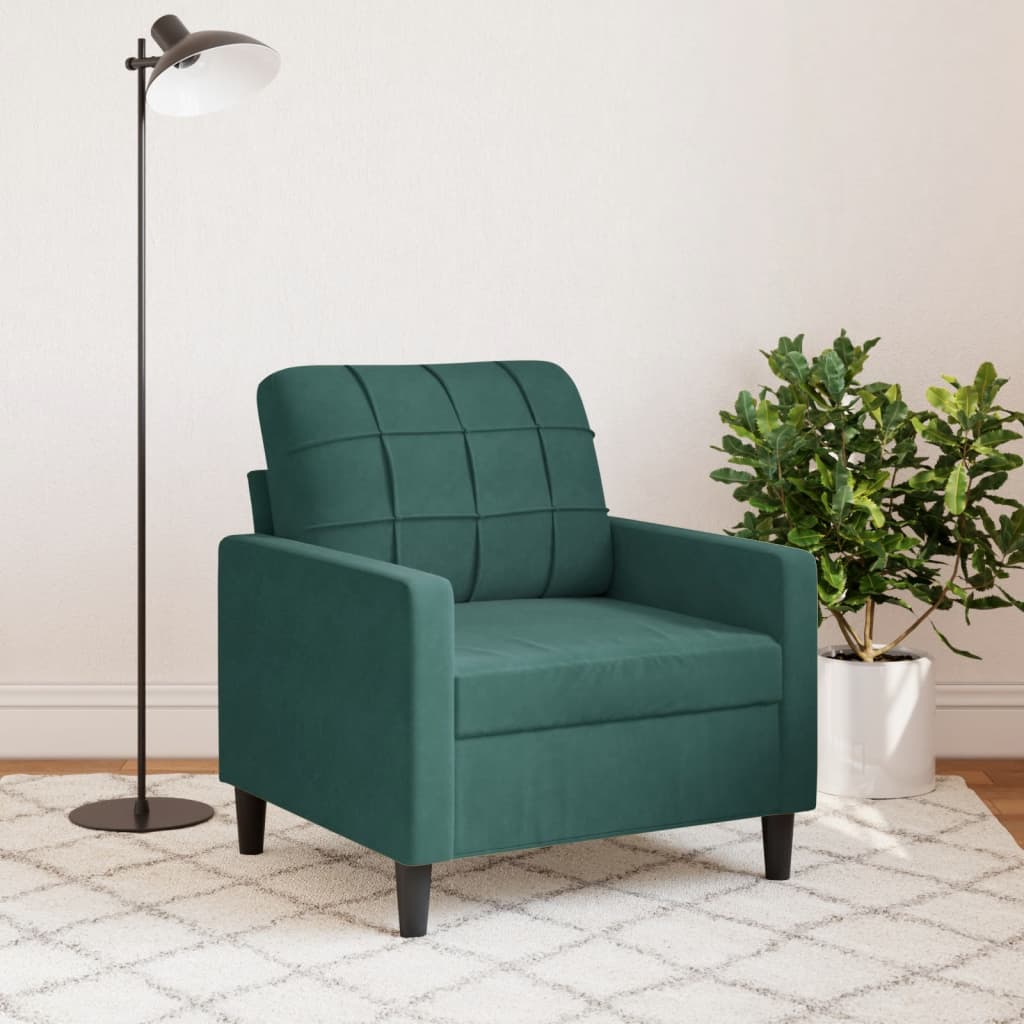 vidaXL Fotoliu canapea, verde închis, 60 cm, catifea