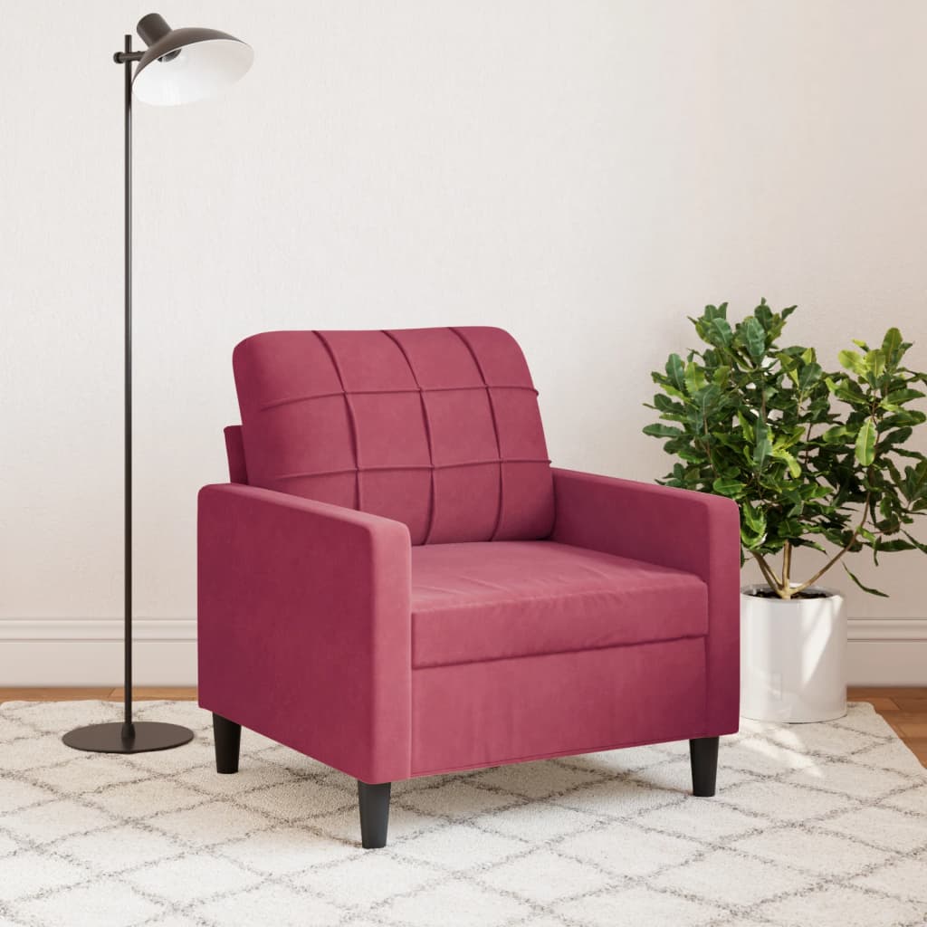 vidaXL Canapea de o persoană, roșu vin, 60 cm, catifea vidaXL Canapea de o persoană, roșu vin, 60 cm, catifea