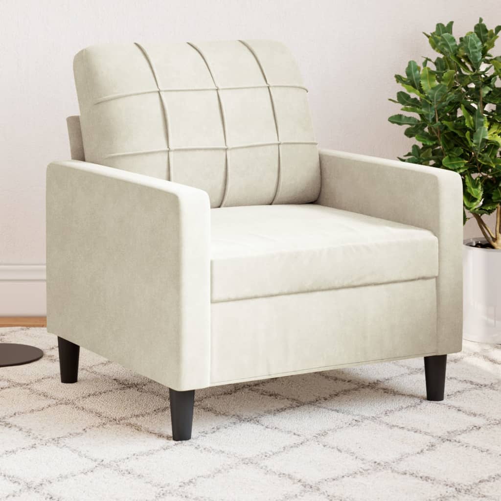vidaXL Canapea de o persoană, crem, 60 cm, catifea vidaXL Canapea de o persoană, crem, 60 cm, catifea