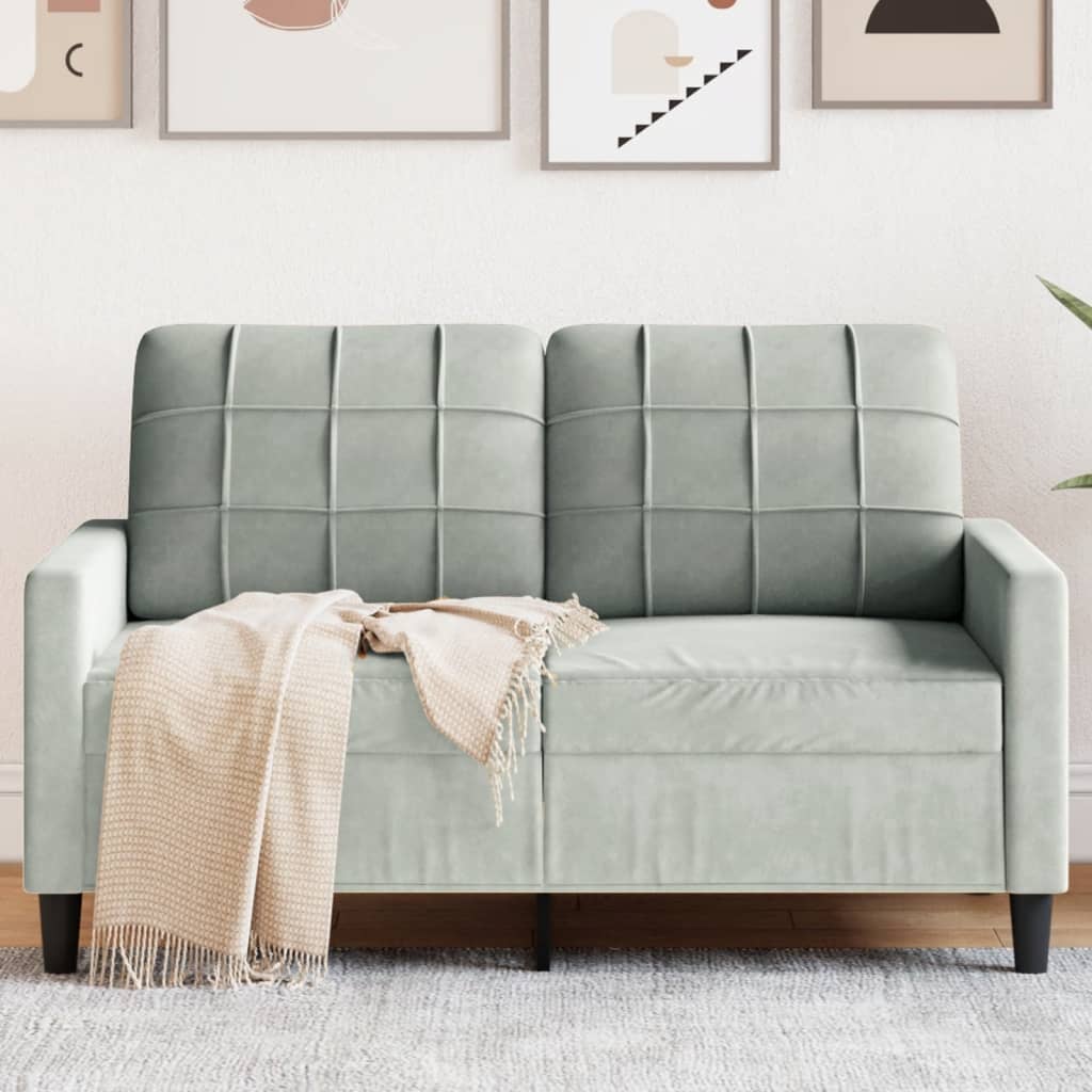 vidaXL Canapea cu 2 locuri, gri deschis, 120 cm, catifea