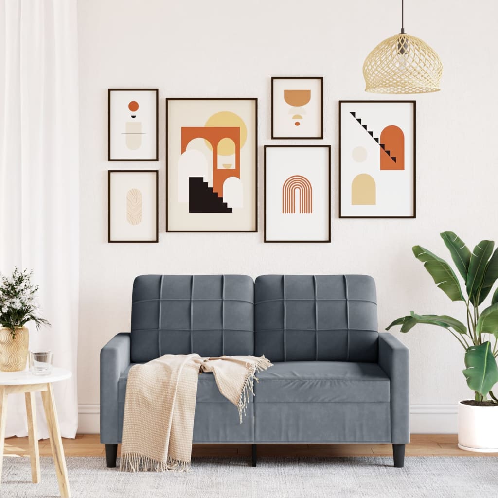vidaXL Canapea cu 2 locuri, gri închis, 120 cm, catifea vidaXL Canapea cu 2 locuri, gri închis, 120 cm, catifea