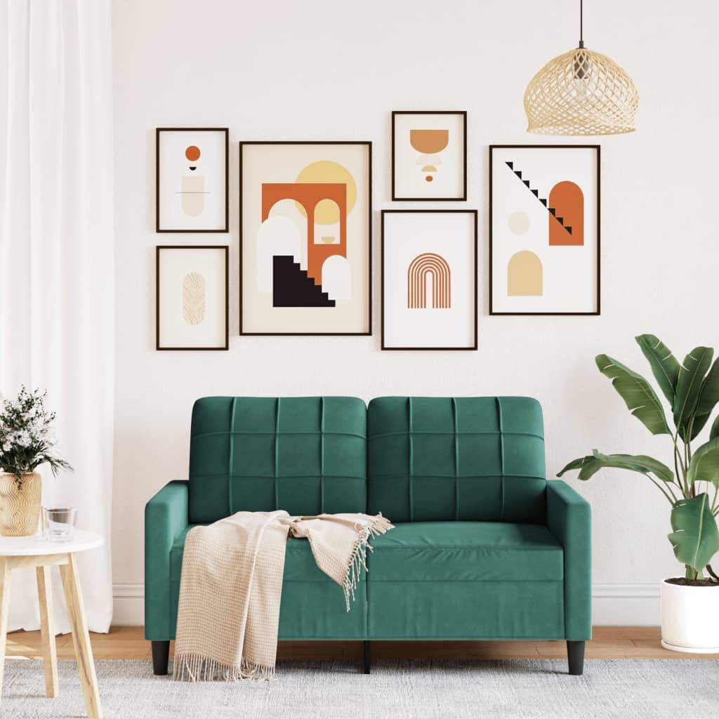 vidaXL Canapea cu 2 locuri, verde închis, 120 cm, catifea