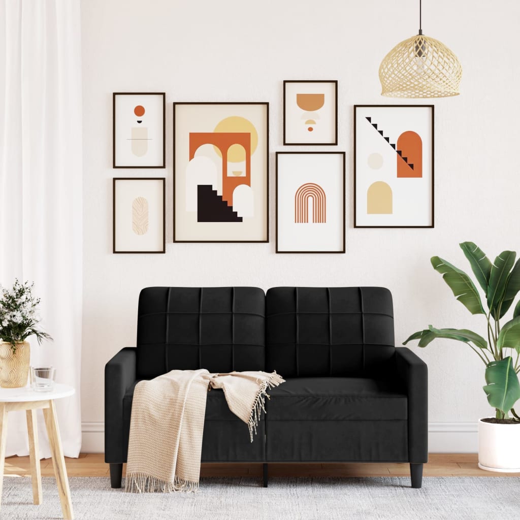 vidaXL Canapea cu 2 locuri, negru, 120 cm, catifea
