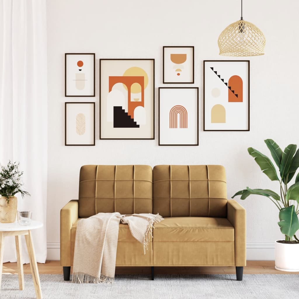 vidaXL Canapea cu 2 locuri, maro, 120 cm, catifea