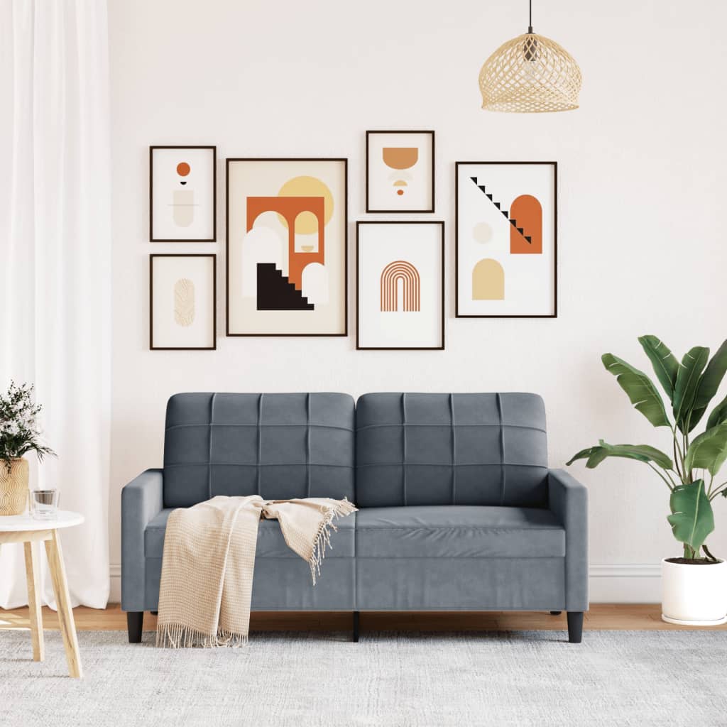 vidaXL Canapea cu 2 locuri, gri închis, 140 cm, catifea vidaXL Canapea cu 2 locuri, gri închis, 140 cm, catifea