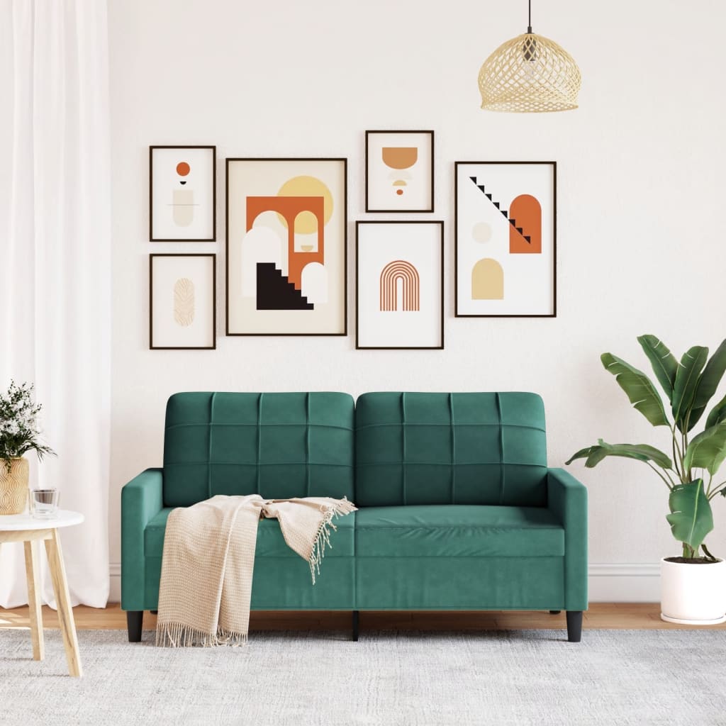 vidaXL Canapea cu 2 locuri, verde închis, 140 cm, catifea vidaXL Canapea cu 2 locuri, verde închis, 140 cm, catifea