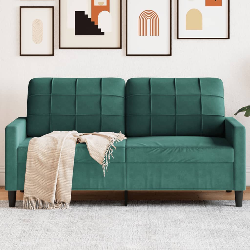 vidaXL Canapea cu 2 locuri, verde închis, 140 cm, catifea vidaXL Canapea cu 2 locuri, verde închis, 140 cm, catifea