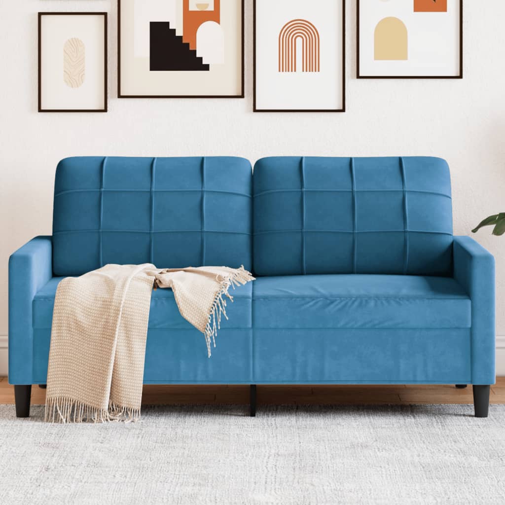 vidaXL Canapea cu 2 locuri, albastru, 140 cm, catifea vidaXL Canapea cu 2 locuri, albastru, 140 cm, catifea