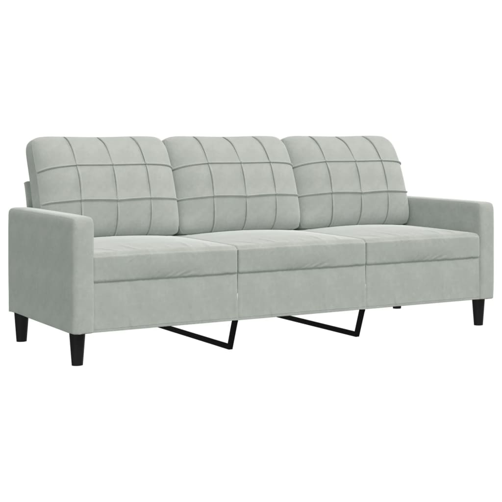vidaXL Canapea cu 3 locuri, gri deschis, material 180CM catifea vidaXL Canapea cu 3 locuri, gri deschis, material 180CM catifea