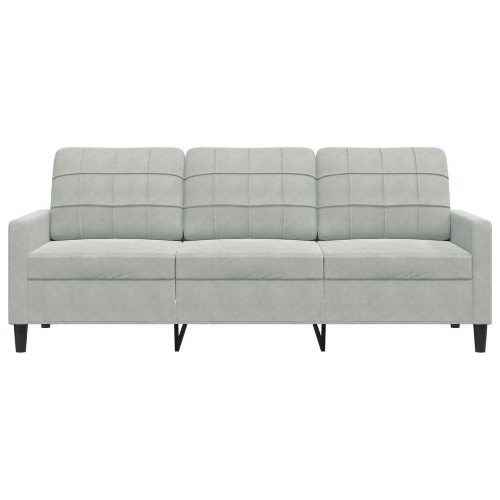 vidaXL Canapea cu 3 locuri, gri deschis, material 180CM catifea vidaXL Canapea cu 3 locuri, gri deschis, material 180CM catifea
