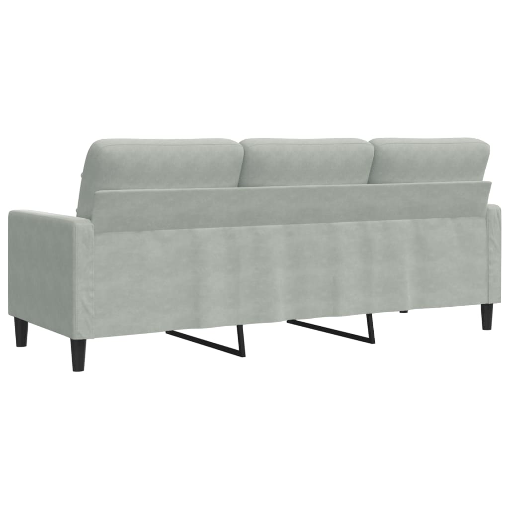 vidaXL Canapea cu 3 locuri, gri deschis, material 180CM catifea vidaXL Canapea cu 3 locuri, gri deschis, material 180CM catifea