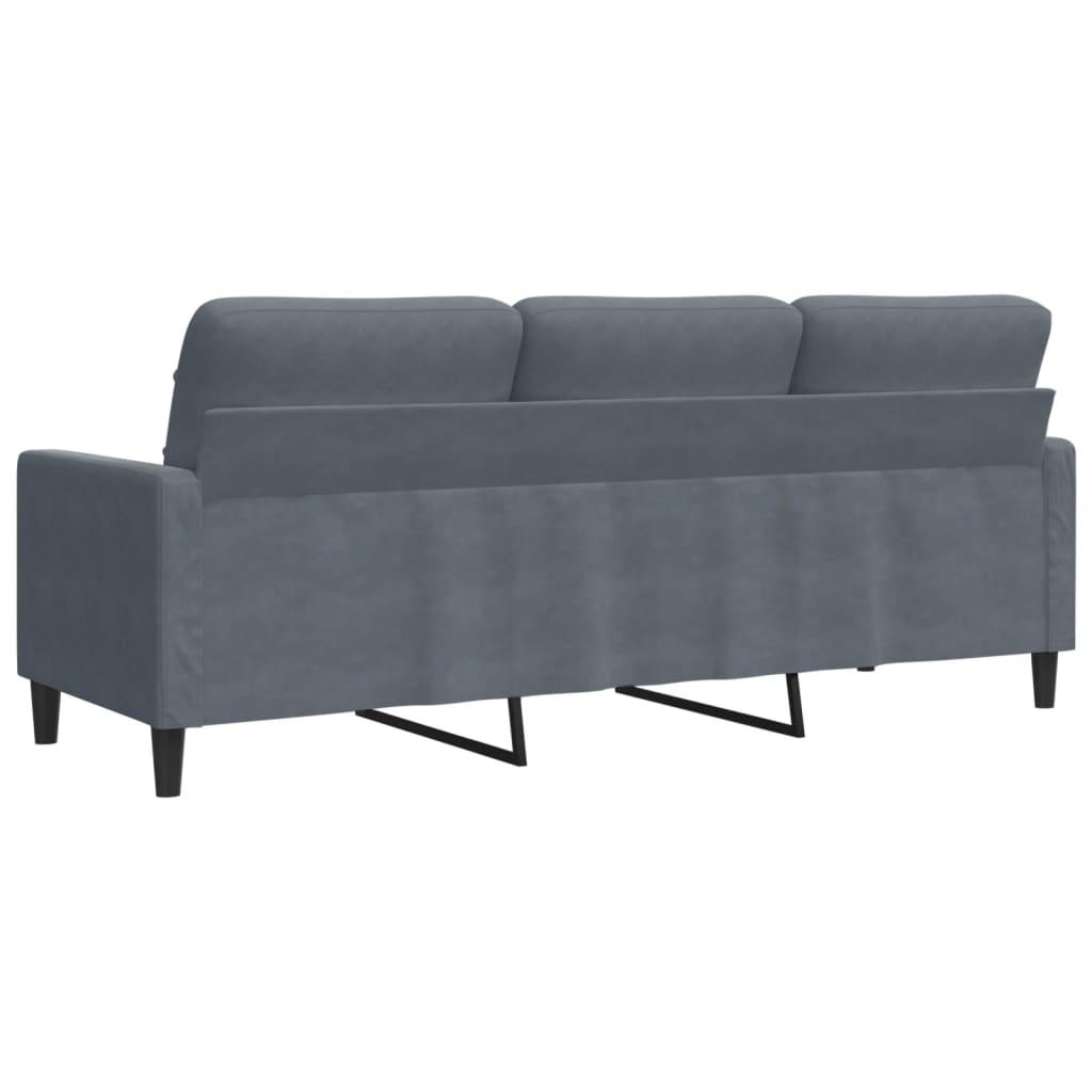 vidaXL Canapea cu 3 locuri, gri închis, 180 cm, material catifea