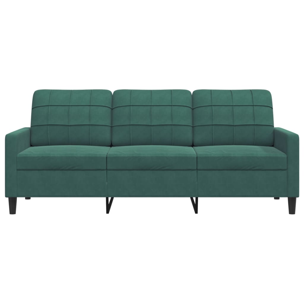 vidaXL Canapea cu 3 locuri, verde închis, 180 cm, catifea