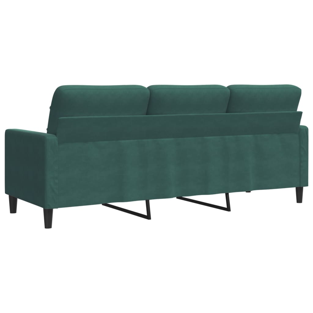 vidaXL Canapea cu 3 locuri, verde închis, 180 cm, catifea