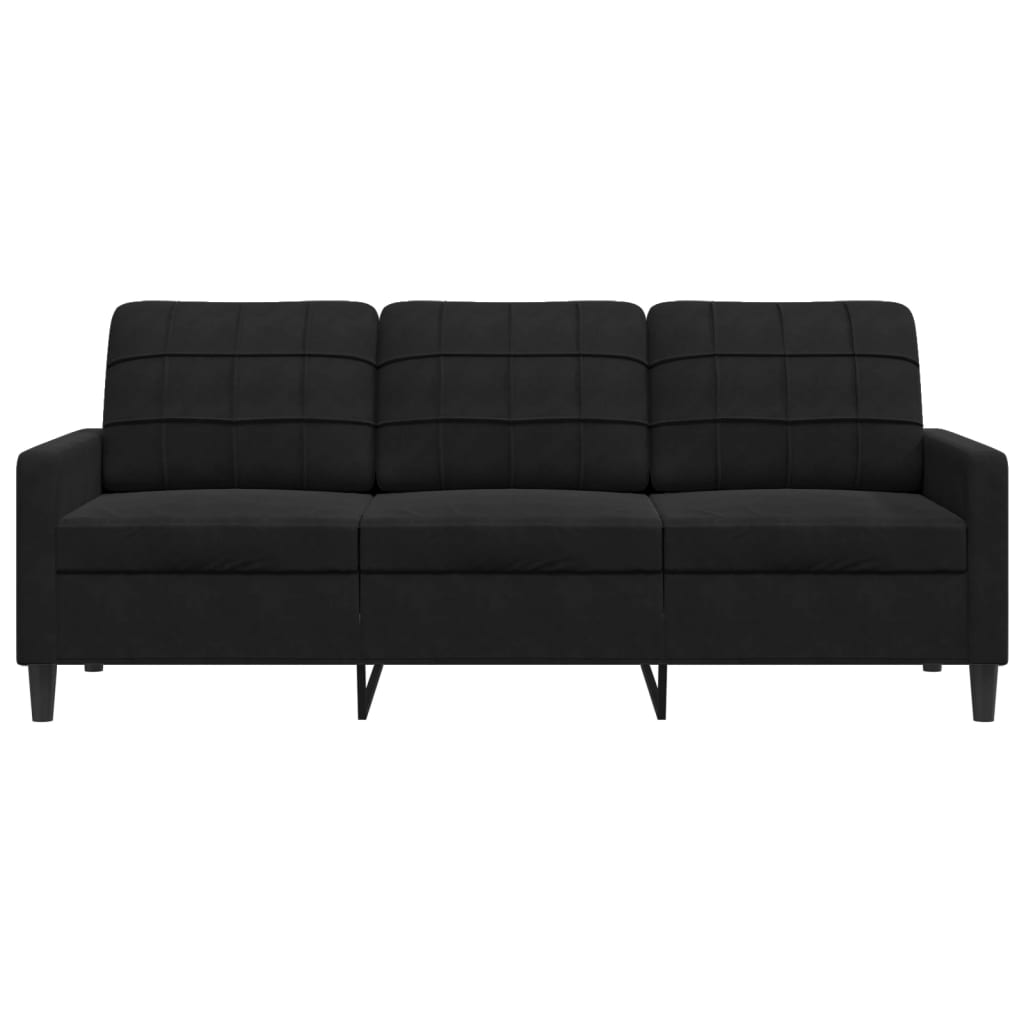 vidaXL Canapea cu 3 locuri, Negru, 180 cm, catifea