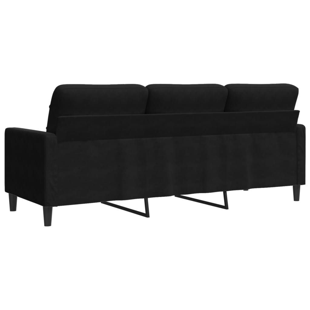 vidaXL Canapea cu 3 locuri, Negru, 180 cm, catifea