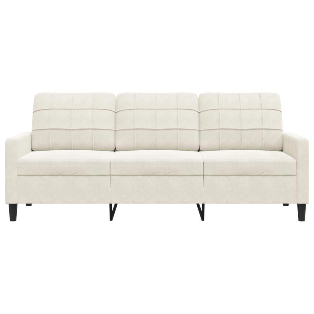 vidaXL Canapea cu 3 locuri, crem, 180 cm, catifea vidaXL Canapea cu 3 locuri, crem, 180 cm, catifea