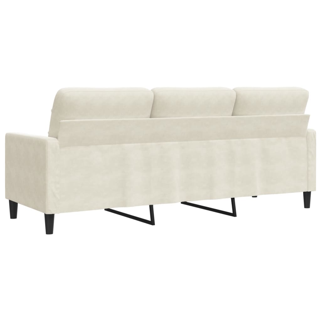 vidaXL Canapea cu 3 locuri, crem, 180 cm, catifea vidaXL Canapea cu 3 locuri, crem, 180 cm, catifea