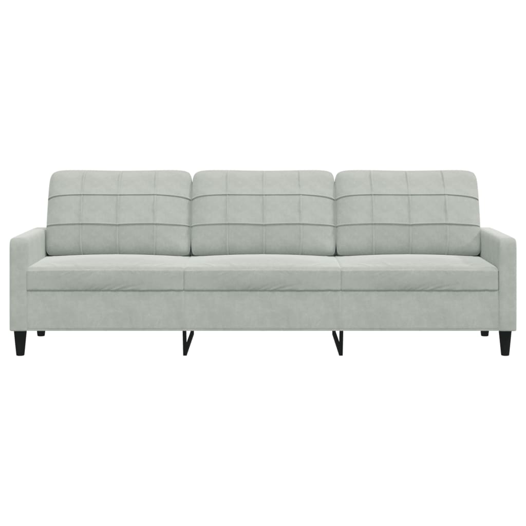 vidaXL Canapea cu 3 locuri, gri deschis, 210 cm, material catifea vidaXL Canapea cu 3 locuri, gri deschis, 210 cm, material catifea