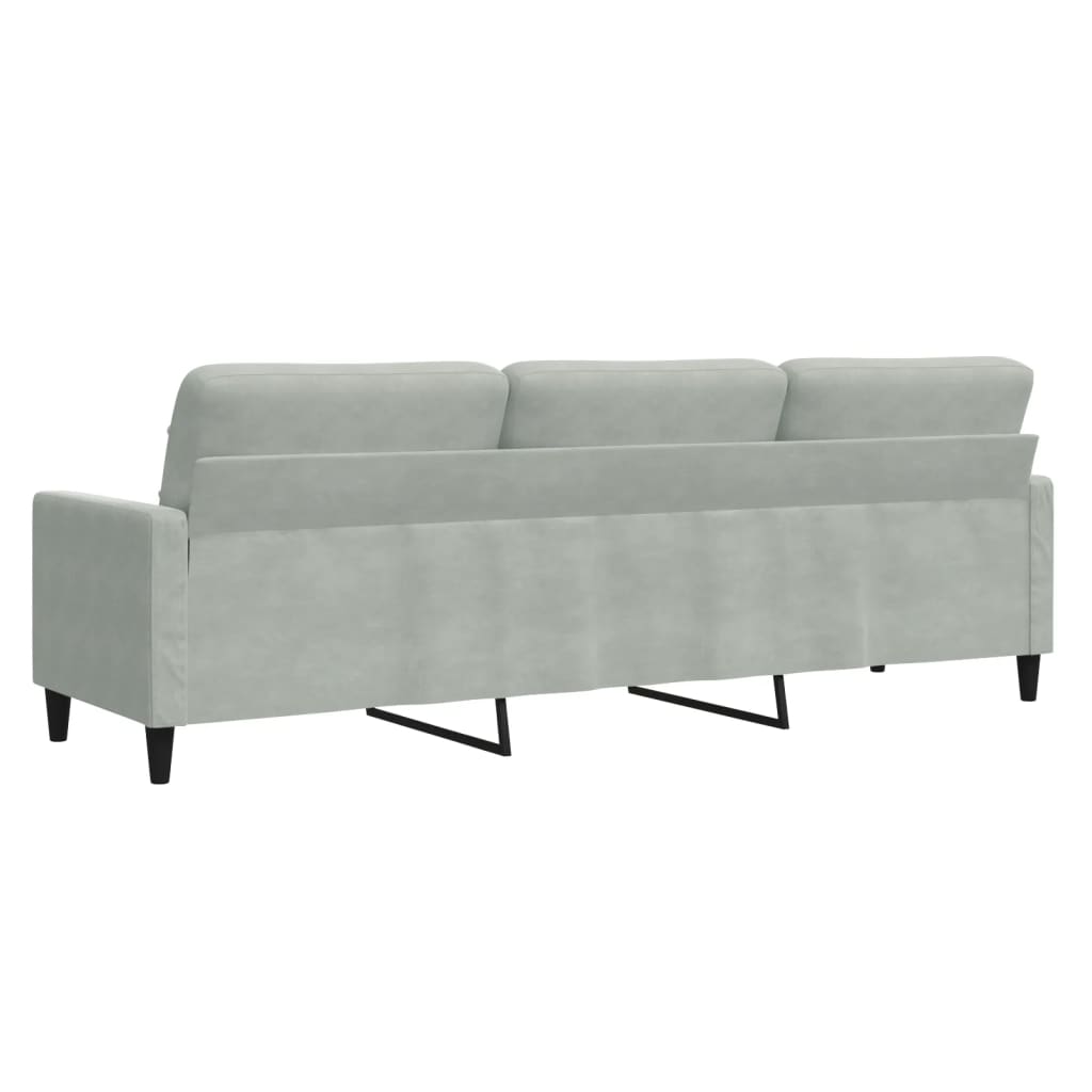 vidaXL Canapea cu 3 locuri, gri deschis, 210 cm, material catifea vidaXL Canapea cu 3 locuri, gri deschis, 210 cm, material catifea