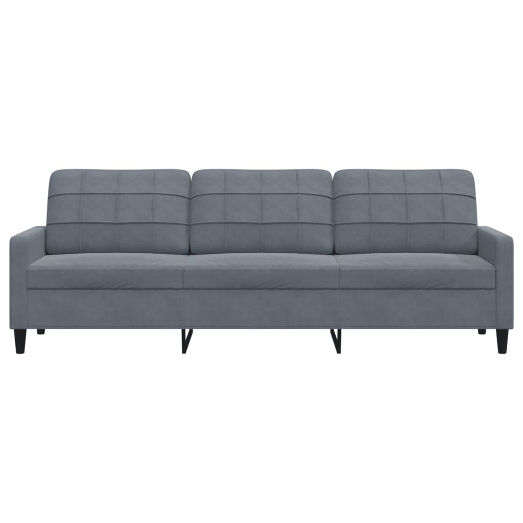 vidaXL Canapea cu 3 locuri, gri închis, 210 cm, material catifea vidaXL Canapea cu 3 locuri, gri închis, 210 cm, material catifea