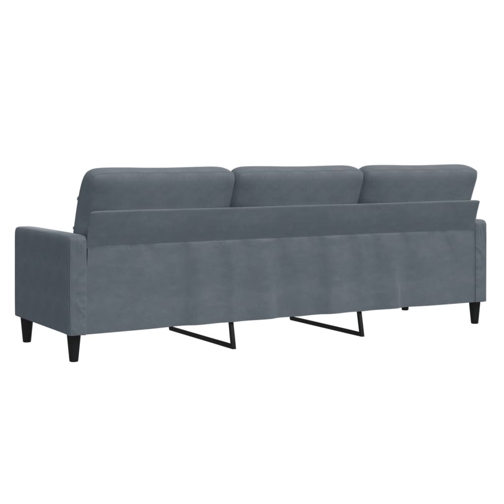 vidaXL Canapea cu 3 locuri, gri închis, 210 cm, material catifea vidaXL Canapea cu 3 locuri, gri închis, 210 cm, material catifea