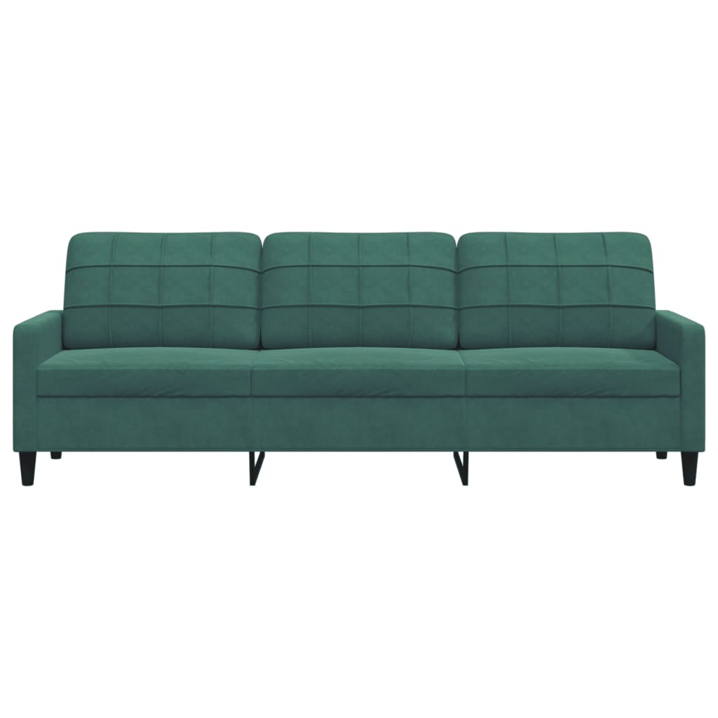 vidaXL Canapea cu 3 locuri, verde închis, 210 cm, catifea