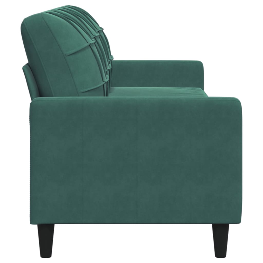 vidaXL Canapea cu 3 locuri, verde închis, 210 cm, catifea