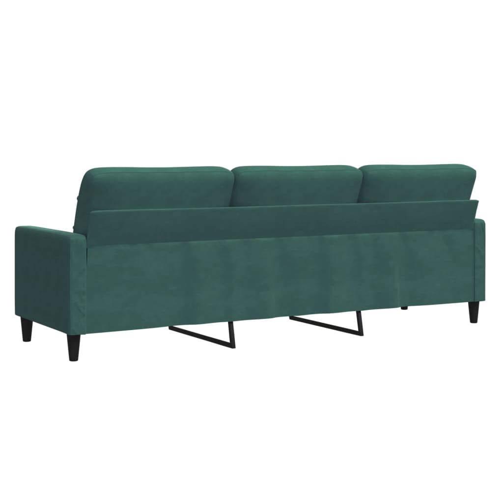 vidaXL Canapea cu 3 locuri, verde închis, 210 cm, catifea