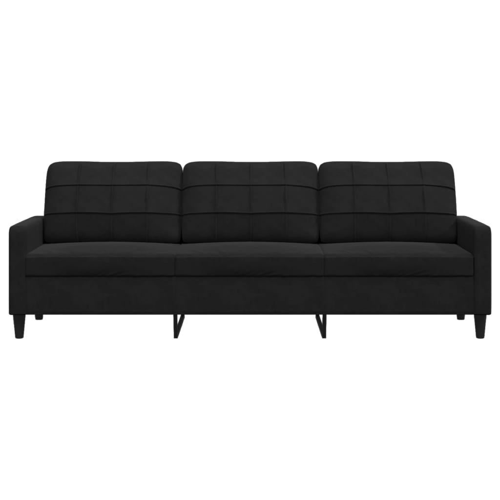 vidaXL Canapea cu 3 locuri, negru, 210 cm, material catifea