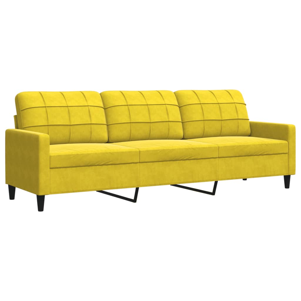 vidaXL Canapea cu 3 locuri, galben, 210 cm, catifea vidaXL Canapea cu 3 locuri, galben, 210 cm, catifea