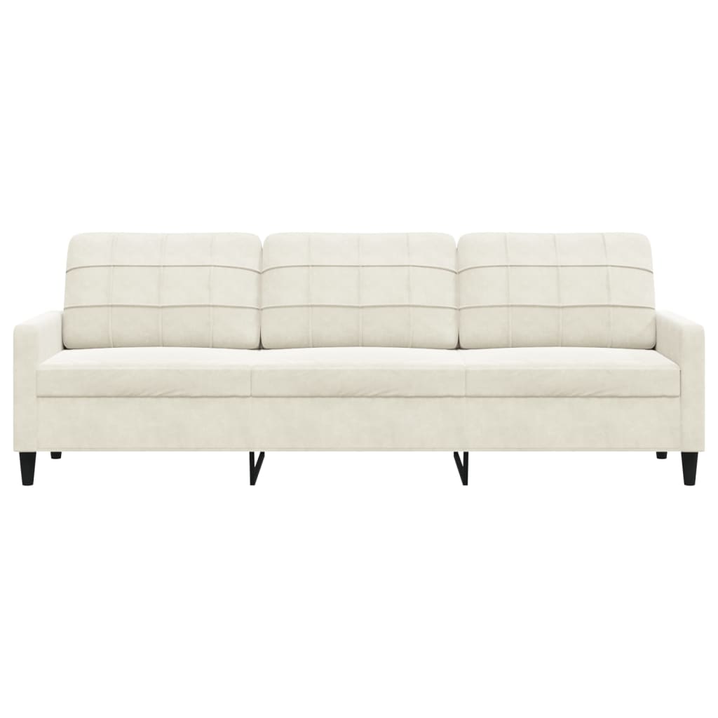 vidaXL Canapea cu 3 locuri, crem, 210 cm, material catifea