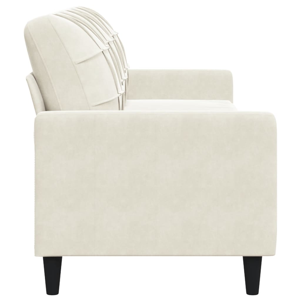 vidaXL Canapea cu 3 locuri, crem, 210 cm, material catifea