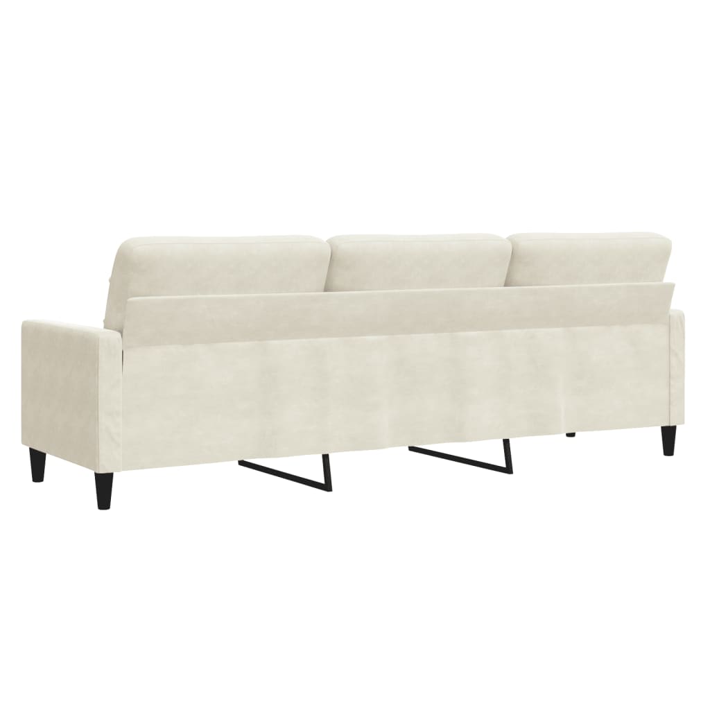 vidaXL Canapea cu 3 locuri, crem, 210 cm, material catifea