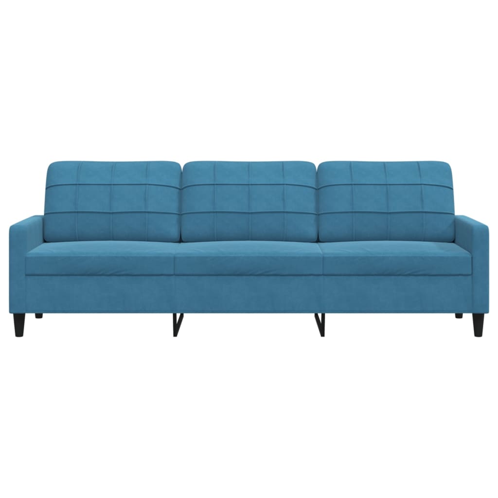 vidaXL Canapea cu 3 locuri, Albastru, 210 cm, material catifea vidaXL Canapea cu 3 locuri, Albastru, 210 cm, material catifea