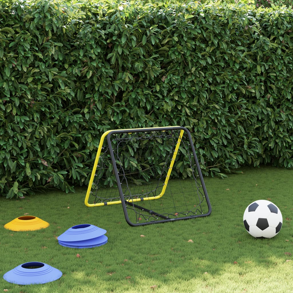 vidaXL Plasă de ricoșeu fotbal dublă, reglabilă, galben/negru, oțel vidaXL Plasă de ricoșeu fotbal dublă, reglabilă, galben/negru, oțel