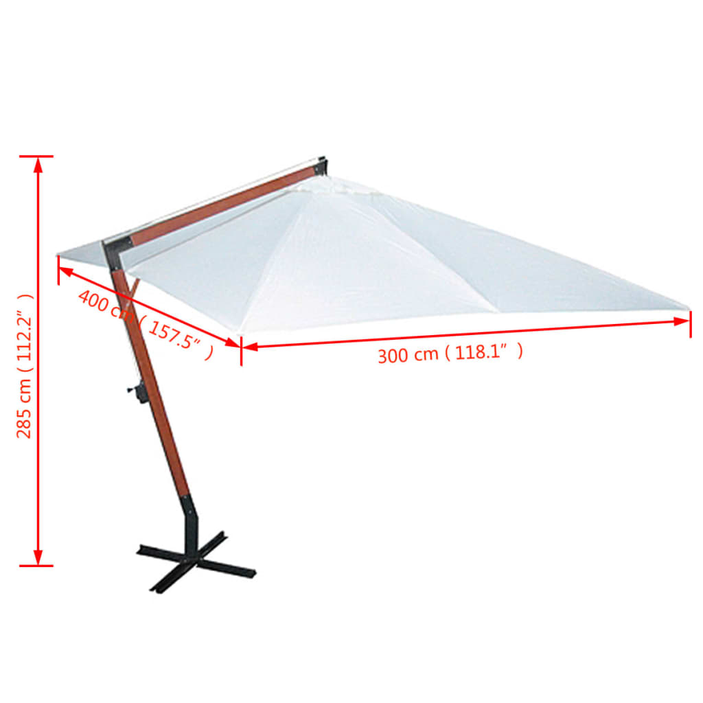 vidaXL Umbrelă de soare suspendată 300 x 400 cm, alb vidaXL Umbrelă de soare suspendată 300 x 400 cm, alb