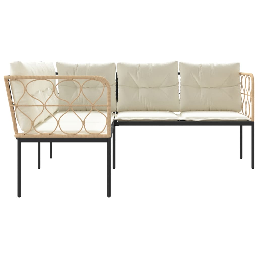 vidaXL Canapea de grădină cu perne în formă L, negru oțel și textilenă