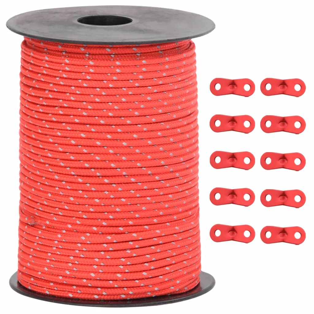 vidaXL Funie pentru cort cu benzi reflectorizante și chei, 50 m, 3 mm vidaXL Funie pentru cort cu benzi reflectorizante și chei, 50 m, 3 mm