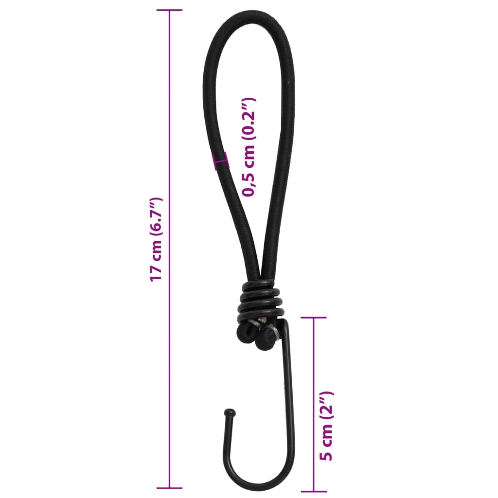 vidaXL Funie elastică cu cârlige, 25 buc., 17 cm vidaXL Funie elastică cu cârlige, 25 buc., 17 cm