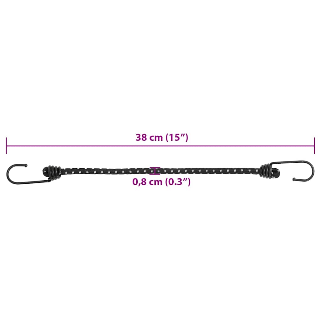 vidaXL Corzi elastice cu benzi reflectorizante/cârlige 25 buc. 38 cm vidaXL Corzi elastice cu benzi reflectorizante/cârlige 25 buc. 38 cm