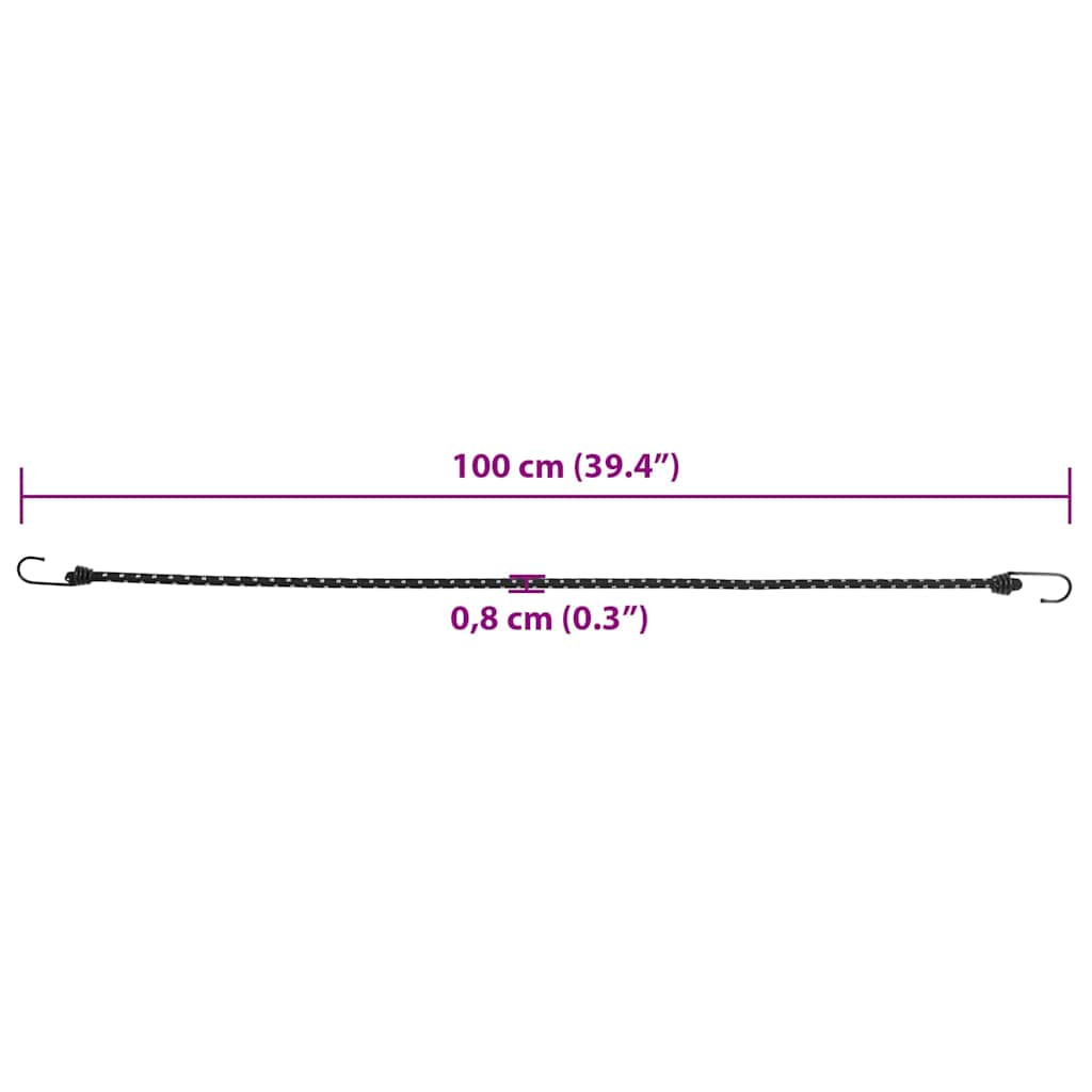 vidaXL Corzi elastice cu benzi reflectorizante/cârlige 50 buc. 100 cm vidaXL Corzi elastice cu benzi reflectorizante/cârlige 50 buc. 100 cm
