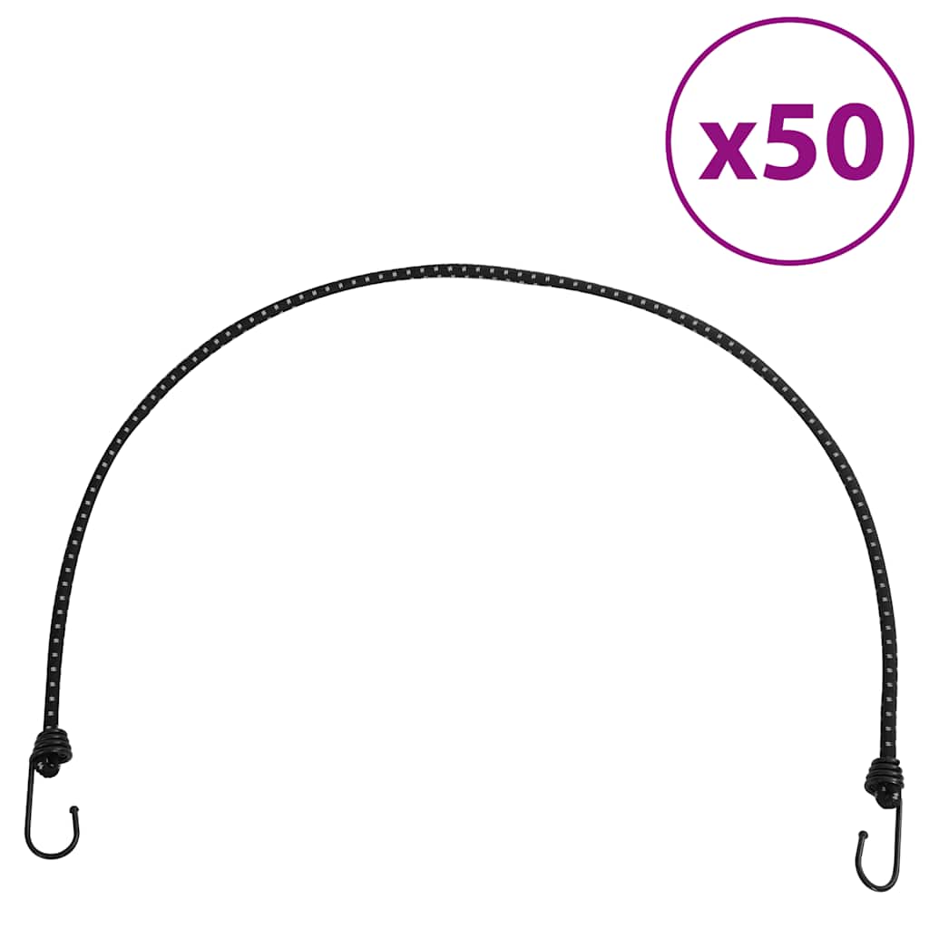 vidaXL Corzi elastice cu benzi reflectorizante/cârlige 50 buc. 100 cm vidaXL Corzi elastice cu benzi reflectorizante/cârlige 50 buc. 100 cm