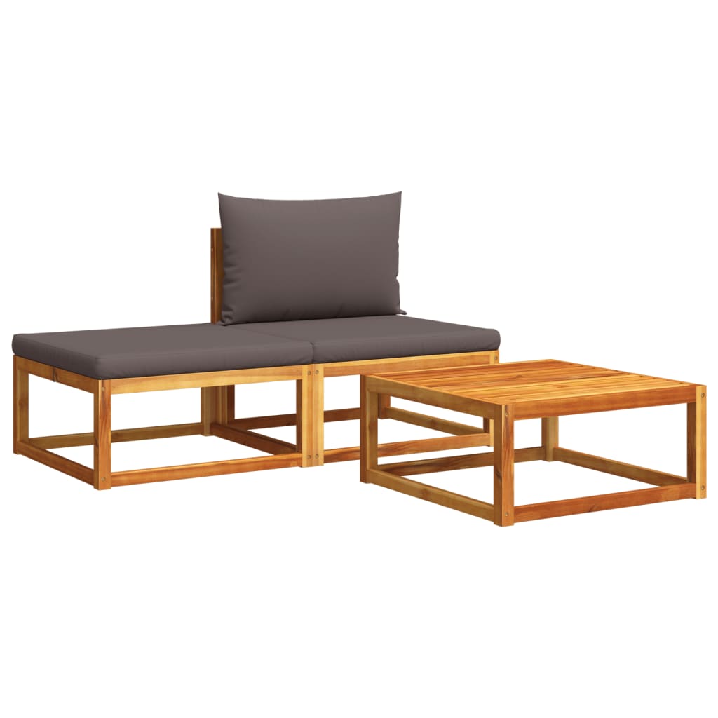 vidaXL Set canapele de grădină 3 piese cu perne din lemn de acacia și frânghie vidaXL Set canapele de grădină 3 piese cu perne din lemn de acacia și frânghie