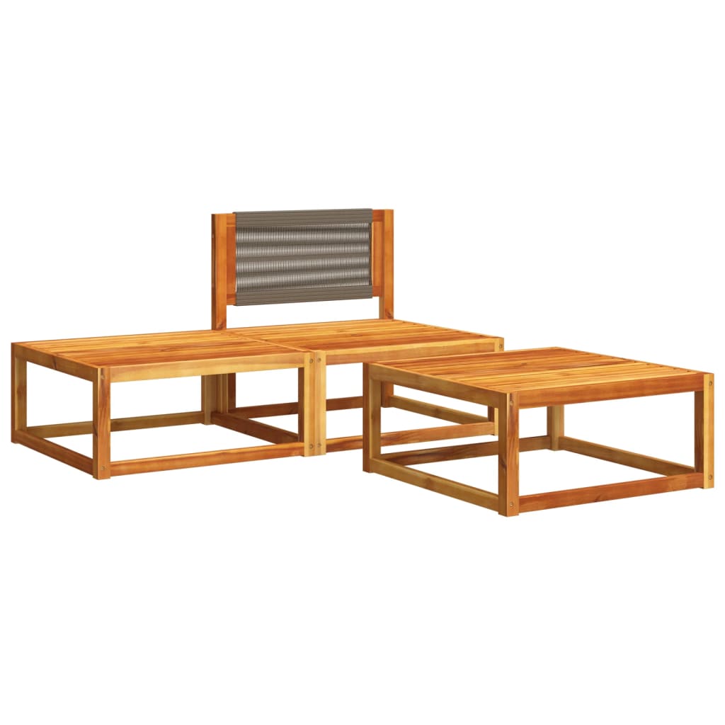 vidaXL Set canapele de grădină 3 piese cu perne din lemn de acacia și frânghie vidaXL Set canapele de grădină 3 piese cu perne din lemn de acacia și frânghie