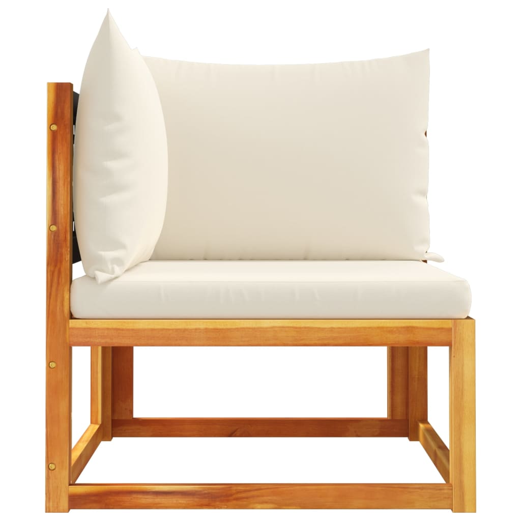 vidaXL Canapea de colț de grădină cu perne, lemn de salcâm și ratan