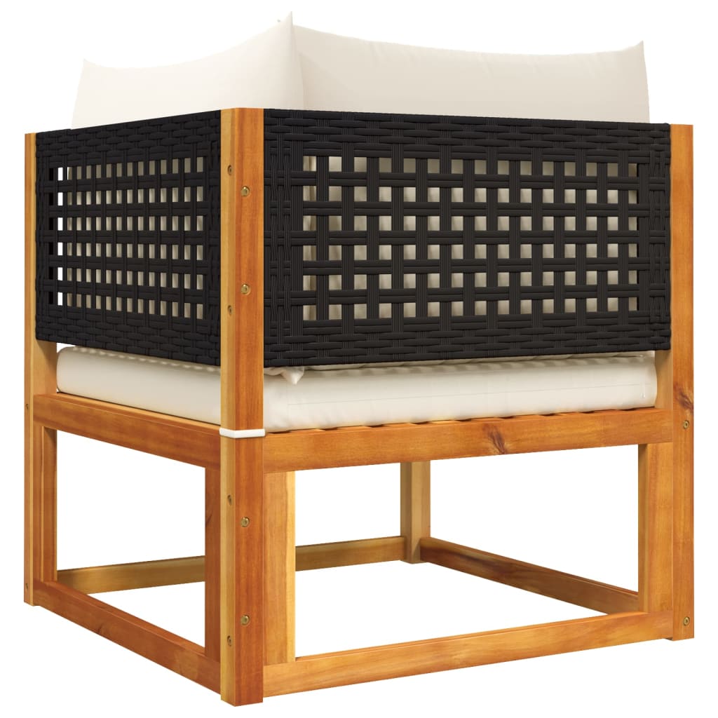 vidaXL Canapea de colț de grădină cu perne, lemn de salcâm și ratan