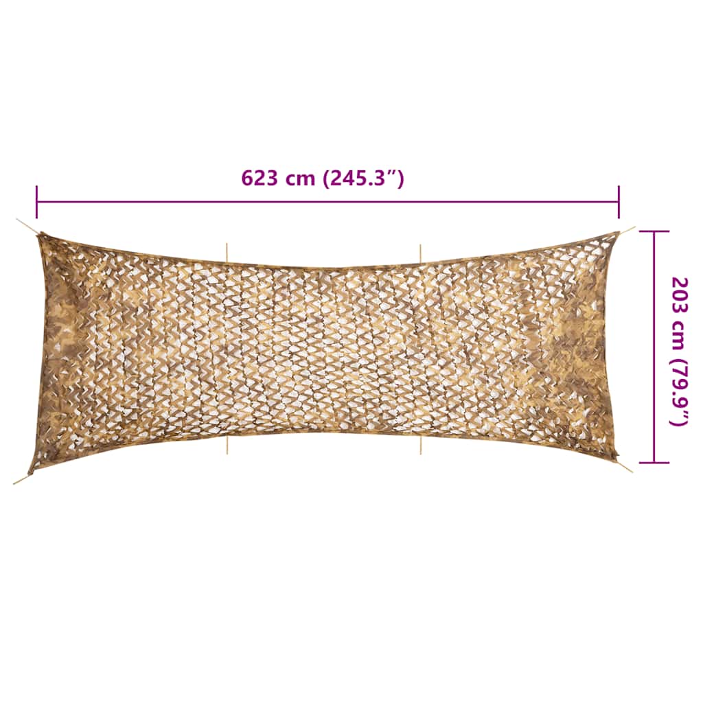 vidaXL Plasă de camuflaj cu geantă de depozitare, nisipiu, 623x203 cm vidaXL Plasă de camuflaj cu geantă de depozitare, nisipiu, 623x203 cm